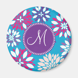 Aangepast Paars-roze monogram witte aanjager op bl Magneet