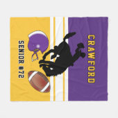 Aangepast 🏈 Paars, wit en goud met Logo 2 Flee Fleece Deken (Voorkant (Horizontaal))