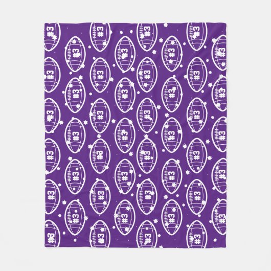 Aangepast Paarse en witte Football Pattern Fleece Deken (Voorkant)