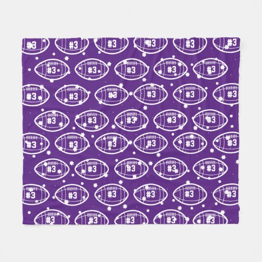 Aangepast Paarse en witte Football Pattern Fleece Deken (Voorkant (Horizontaal))