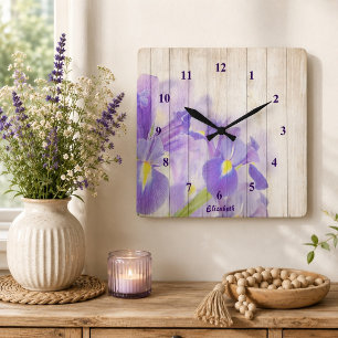 Aangepast Paarse Floral Vierkante Klok