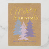 Aangepast paasblauw Blush roze Violet Trees Gold Folie Feestdagen Briefkaart (Voorkant)