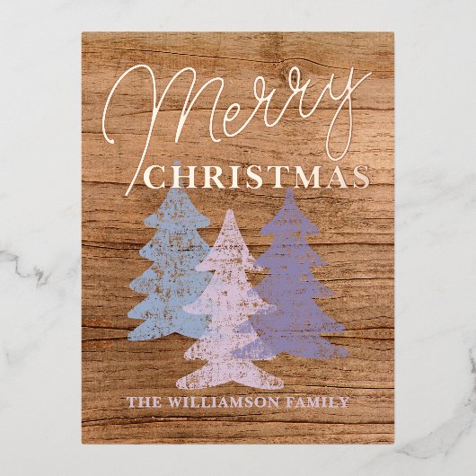 Aangepast paasblauw Blush roze Violet Trees Gold Folie Feestdagen Briefkaart (Voorkant)