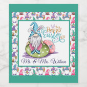 Aangepast paasbunny Gnome Wijn Etiket (Enkel label)