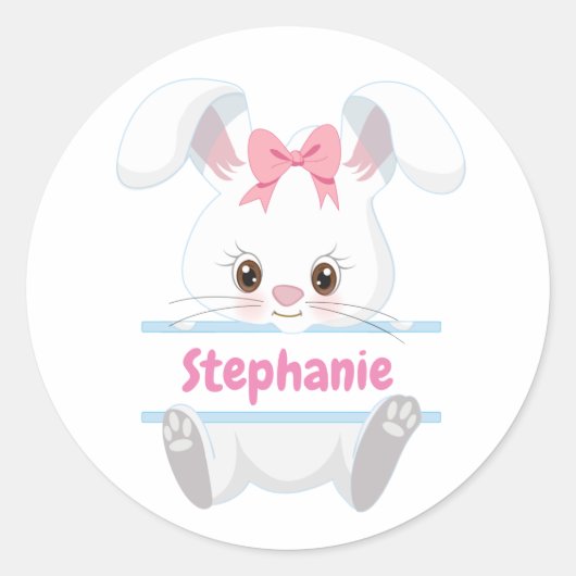 Aangepast - paasbunny ronde sticker (Voorkant)