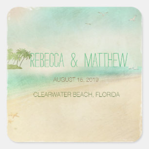 Aangepast  paaskruiperhuwelijk voor Artsy Retro Vierkante Sticker