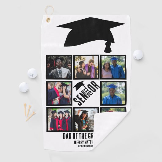 Aangepast pap van de senior afstuderen 8 fotocolla golfhanddoek (Insitu)