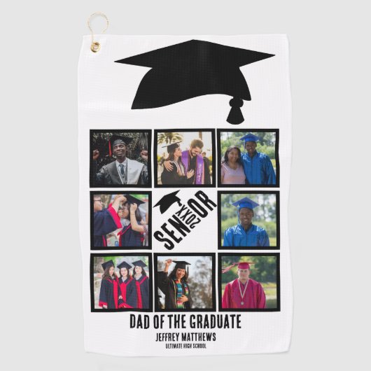 Aangepast pap van de senior afstuderen 8 fotocolla golfhanddoek (Voorkant)