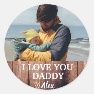 Aangepast papa Sticker, ik hou van je papa Foto Ronde Sticker