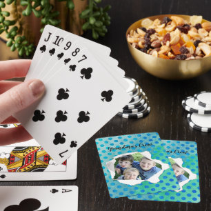 Aangepast papier gat foto blauwe stippen sjabloon pokerkaarten