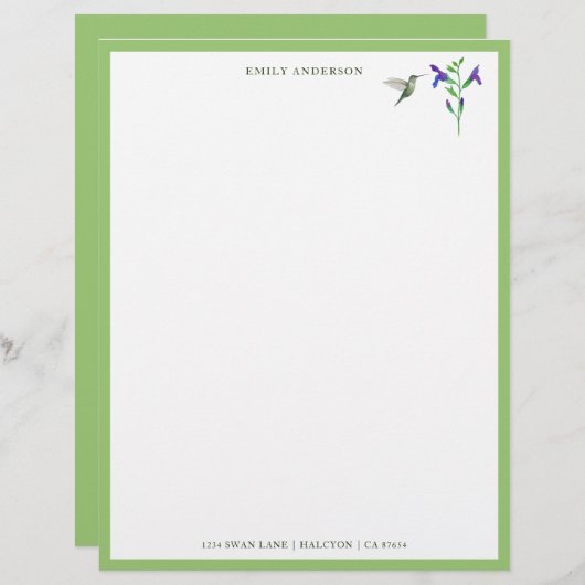 Aangepast papier voor Hummingbird Stationery (Voorkant / Achterkant)