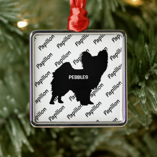 Aangepast Papillon Dog Silhouette Metalen Ornament