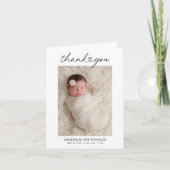 Aangepast pasbare Baby foto van modern hartscript Bedankkaart (Voorkant)