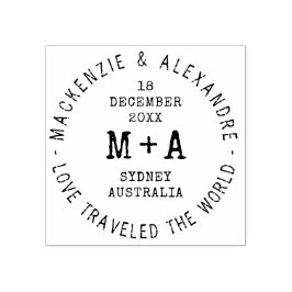 Aangepast paspoort voor reisthema bestemming bruil 	rubberstempel