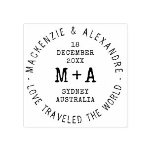 Aangepast paspoort voor reisthema bestemming bruil 	rubberstempel