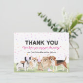 Aangepast pasteitje roze hond op zaterdag bedankkaart (Staand voorkant)