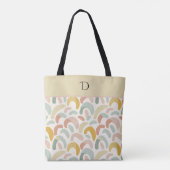 Aangepast Pastel Abstract Minimalistisch Monogram Draagtas (Achterkant)