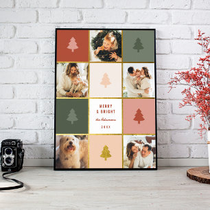 Aangepast Pastel & Goud Kerst 5 Foto Collage Poster