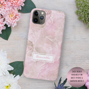 Aangepast pastel roze grijze marmer-patroon iPhone 11 pro max hoesje