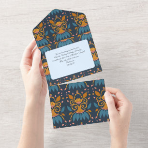 Aangepast  patroon Medieval stijl bruiloft All In One Uitnodiging