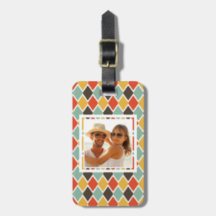 Aangepast patroon van mode van moderne ikat-stamme bagagelabel
