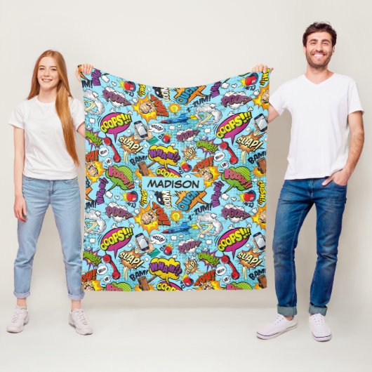 Aangepast patroon van tekststrips fleece deken (In situ)