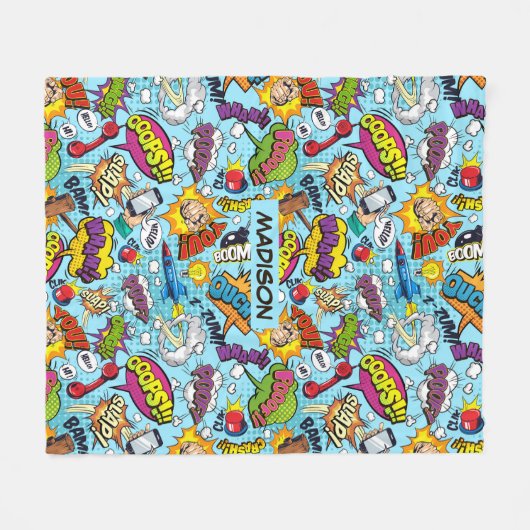 Aangepast patroon van tekststrips fleece deken (Voorkant (Horizontaal))