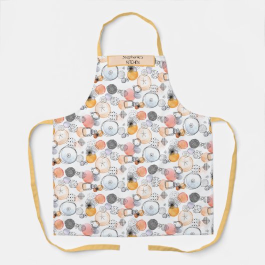 Aangepast patroonpatroon omlaag en naam schort (Voorkant)