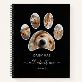 Aangepast paw Foto Collage Naam Zwart Journal Notitieboek