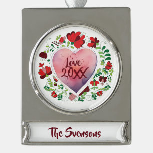 Aangepast personaliseren Kerstmis familienaam Deco Verzilverd Banner Ornament