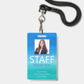 Aangepast personeel QR Code Event Blue Badge (Voorkant met koord)