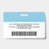 Aangepast Personeelslid - Foto, Streepjescode, Log Badge (Achterkant)