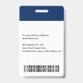 Aangepast personeelslid Naam Logo Barcode Foto-ID Badge (Back)