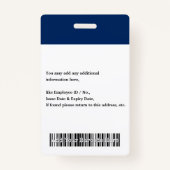 Aangepast personeelslid Naam Logo Barcode Foto-ID Badge (Achterkant)