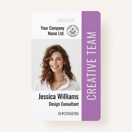 Aangepast personeelslid Naam Logo Barcode Foto-ID Badge (Voorkant)