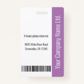 Aangepast personeelslid Naam Logo Barcode Foto-ID Badge (Achterkant)