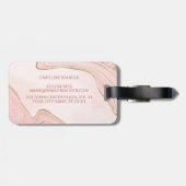 Aangepast perzik blozen roze roze gouden gemarmerd bagagelabel (Achterkant horizontaal)