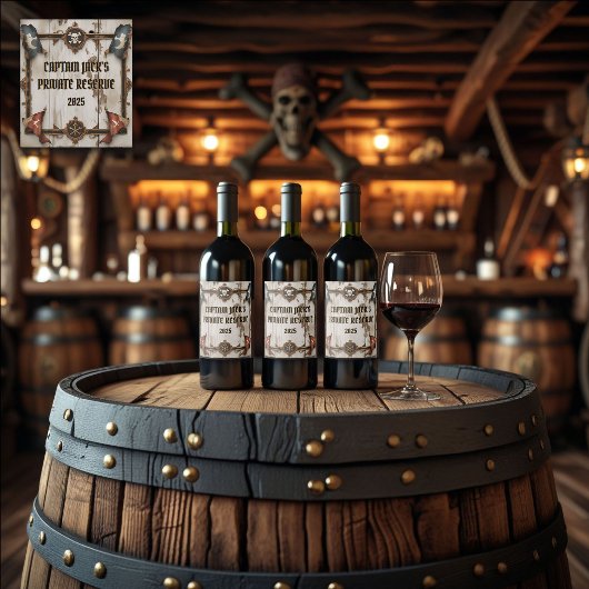 Aangepast piratenlabel | Kapiteinsreservaat Wijn Etiket