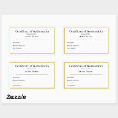 Aangepast plakcertificaat van echtheid rechthoekige sticker (Vel)