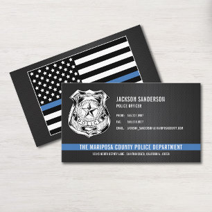 Aangepast politie Thin Blue Line-logo Visitekaartje