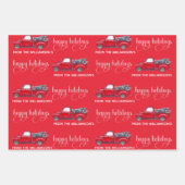 Aangepast Prettige feestdagen, Rode  Vrachtwagen K Inpakpapier Vel (Voorkant 2)