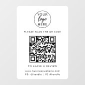 Aangepast professioneel bedrijfslogo en QR-code Raamsticker (Vel)