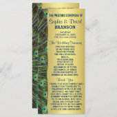 Aangepast programma Trendy Gold Peacock Wedding (Voorkant / Achterkant)