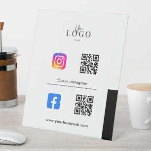 Aangepast QR-code Bedrijfs Sociaal Mediapteken Reclamebord Met Voetstuk