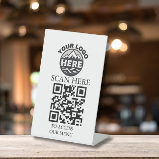 Aangepast QR-code menulogobord | Restaurant Reclamebord Met Voetstuk