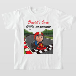 Aangepast raceautobestuurderspersoneel 1e verjaard t-shirt