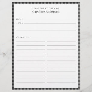 Aangepast recept van zwart-grijs geruit keukenform flyer