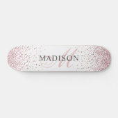 Aangepast rendabel Roos Gold Glitter Monogram Skateboard (Horizontaal)