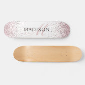 Aangepast rendabel Roos Gold Glitter Monogram Skateboard (Horizontaal)