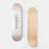 Aangepast rendabel Roos Gold Glitter Monogram Skateboard (Voorkant)